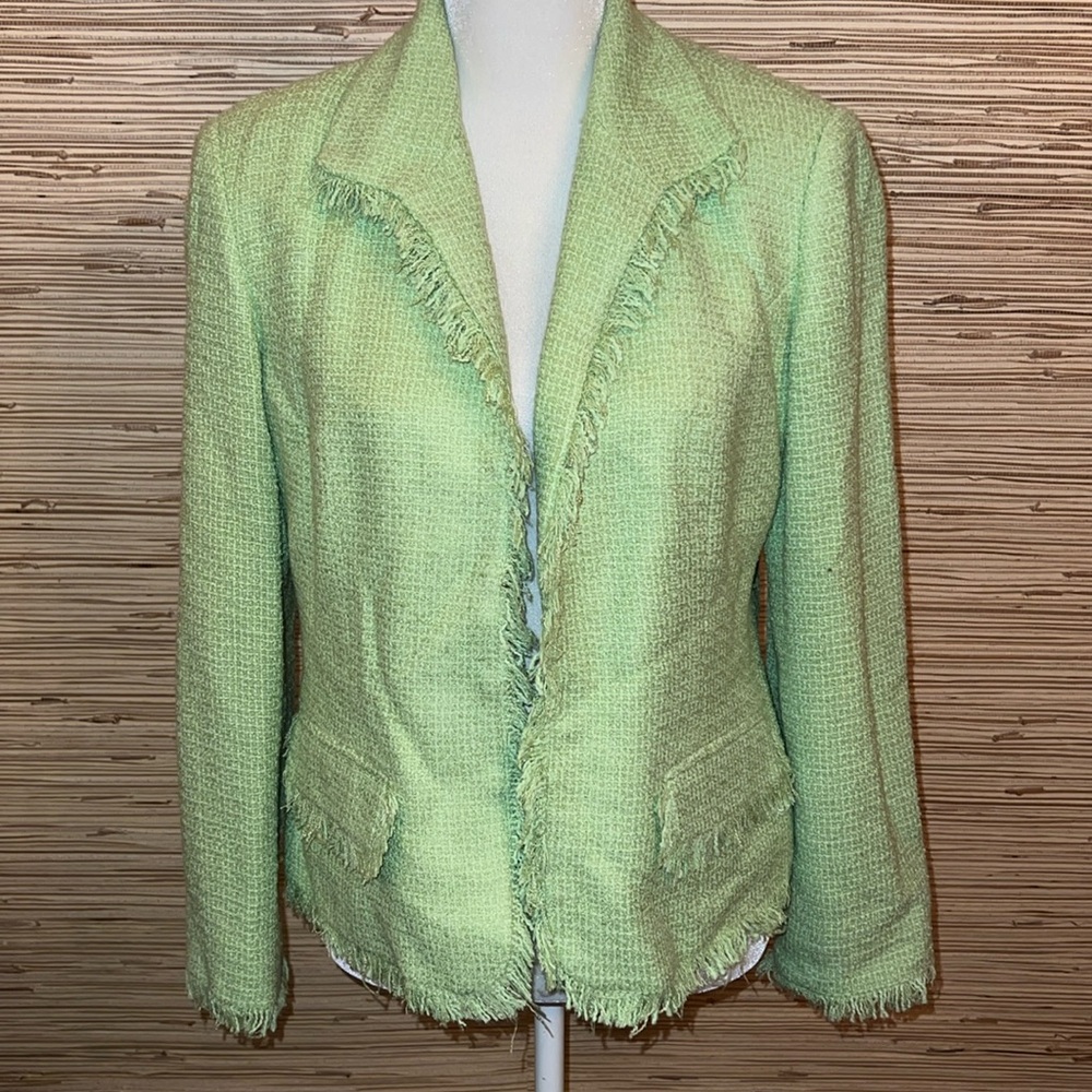 Sag Harbor lime green frayed edges blazer size 10 petite. Lines EUC!